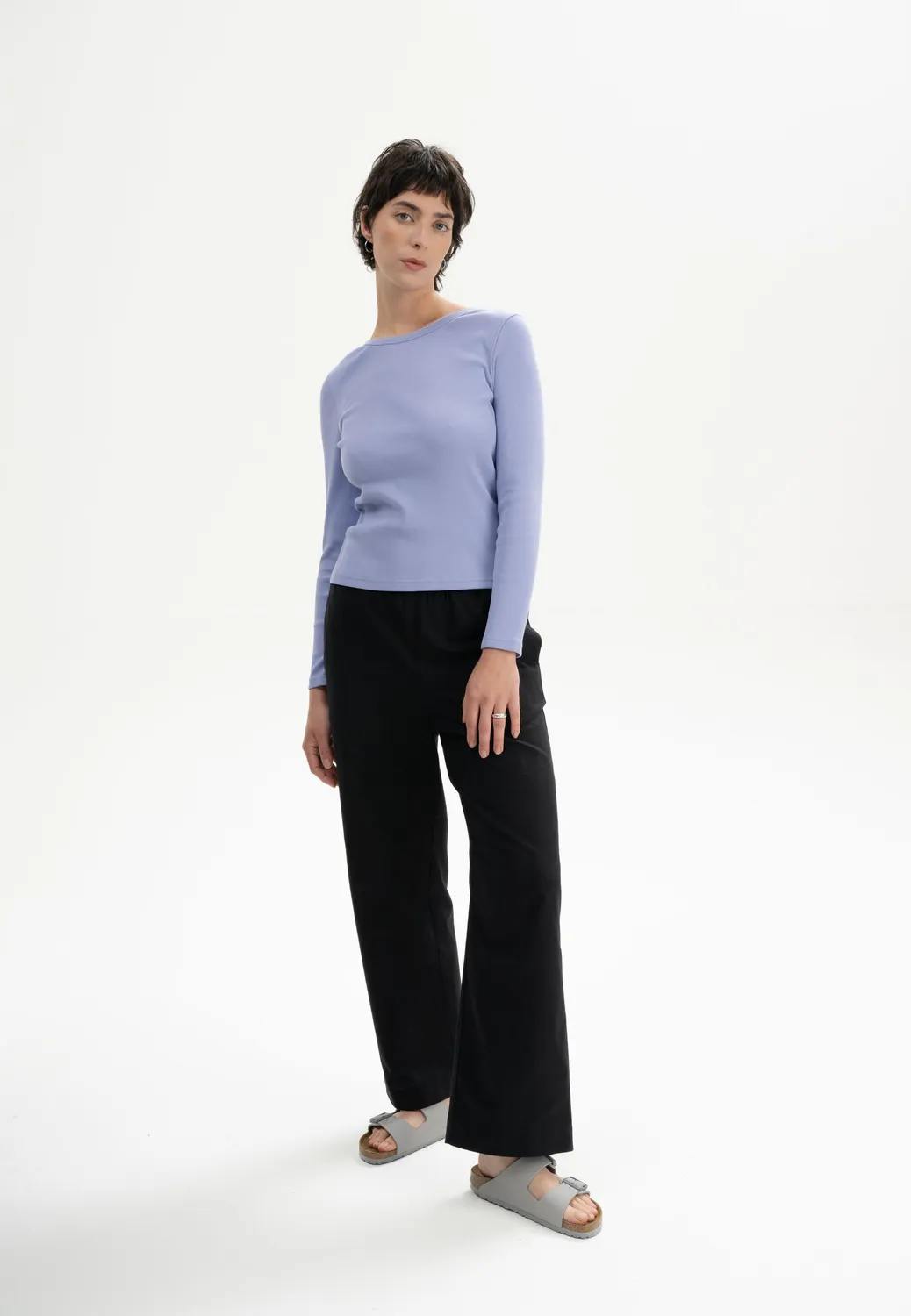 MELA MEHAR Ripp Longsleeve schwarz Bio-Baumwolle