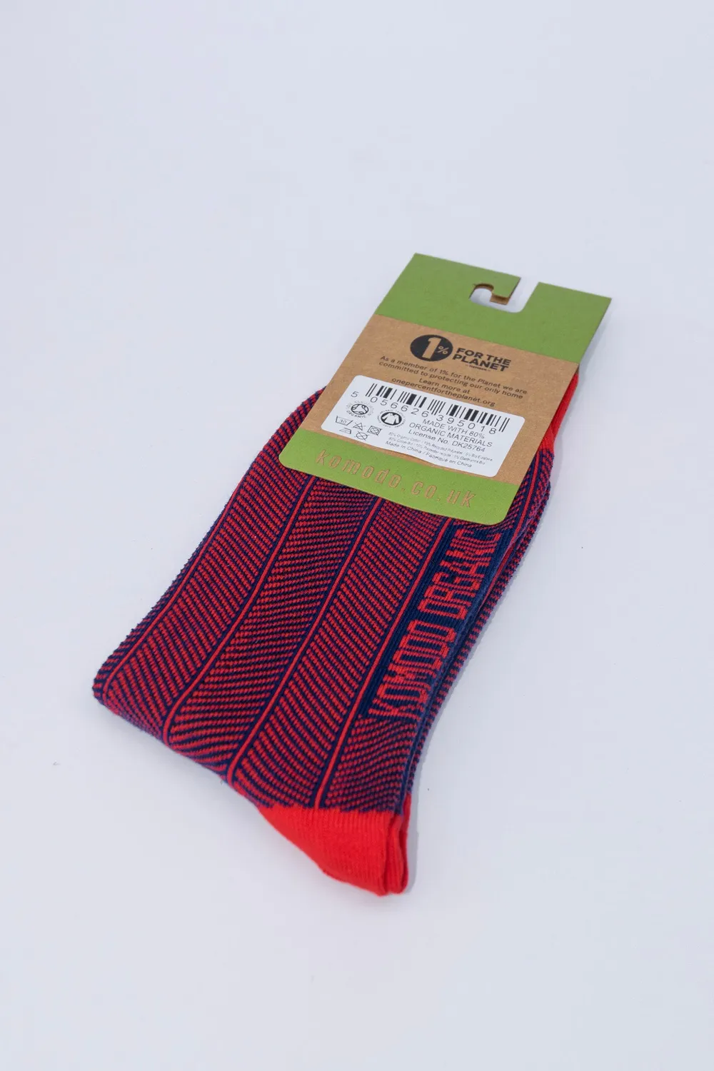 KOMODO HERRINGBONE Socken Rot Bio-Baumwolle