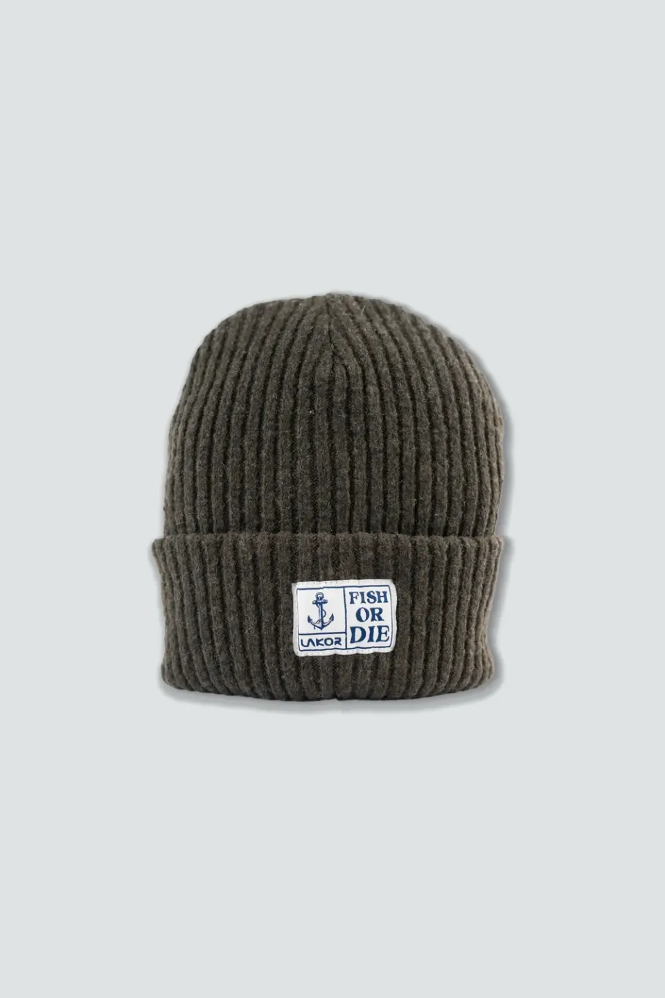 LAKOR Fish or Die Beanie Mütze Grün Wollmix