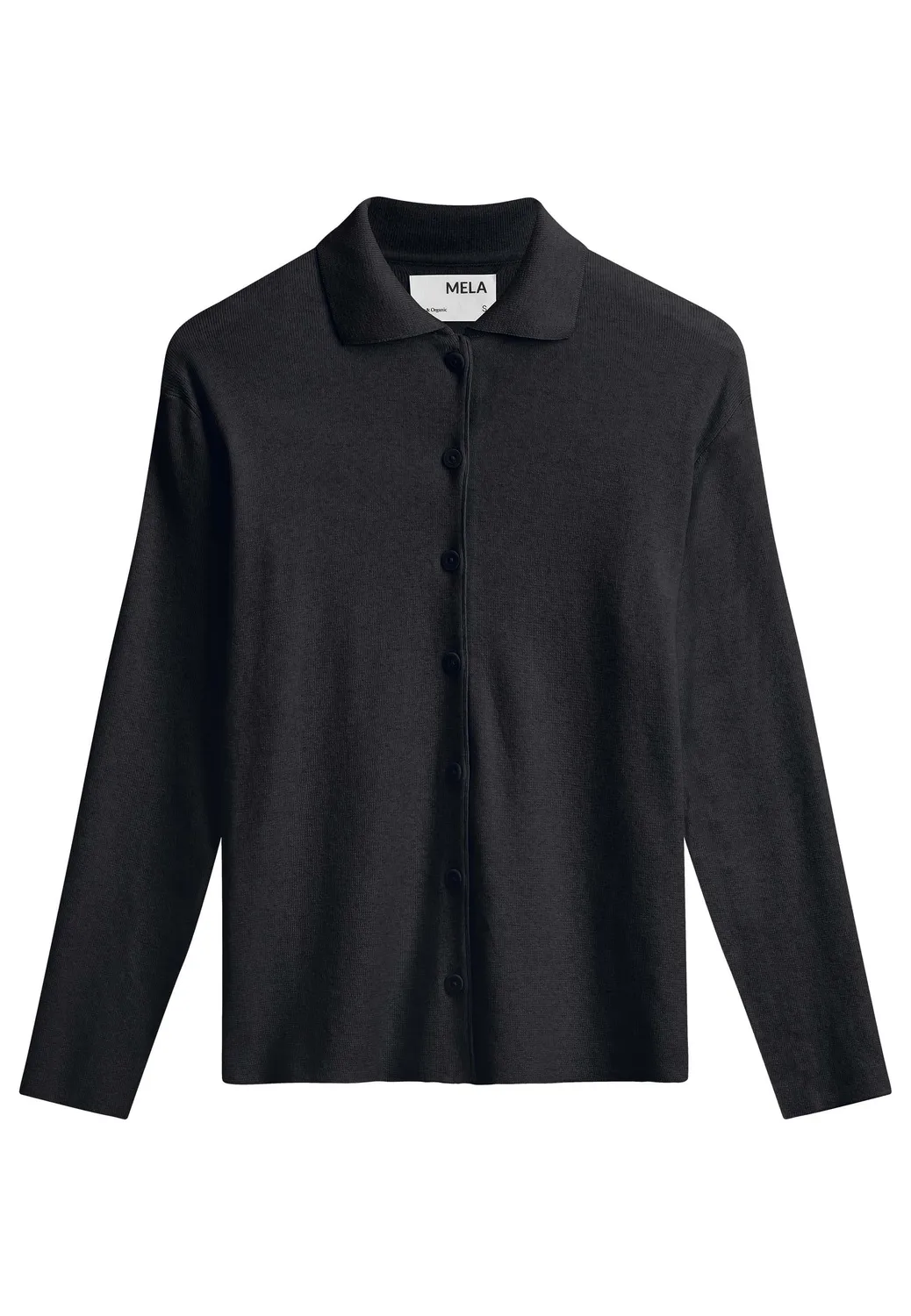 MELA ULUPI Feinstrick Cardigan schwarz Bio-Baumwolle