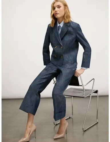 Motivi Denim-Blazer zweireihig Blau 42 geflammt