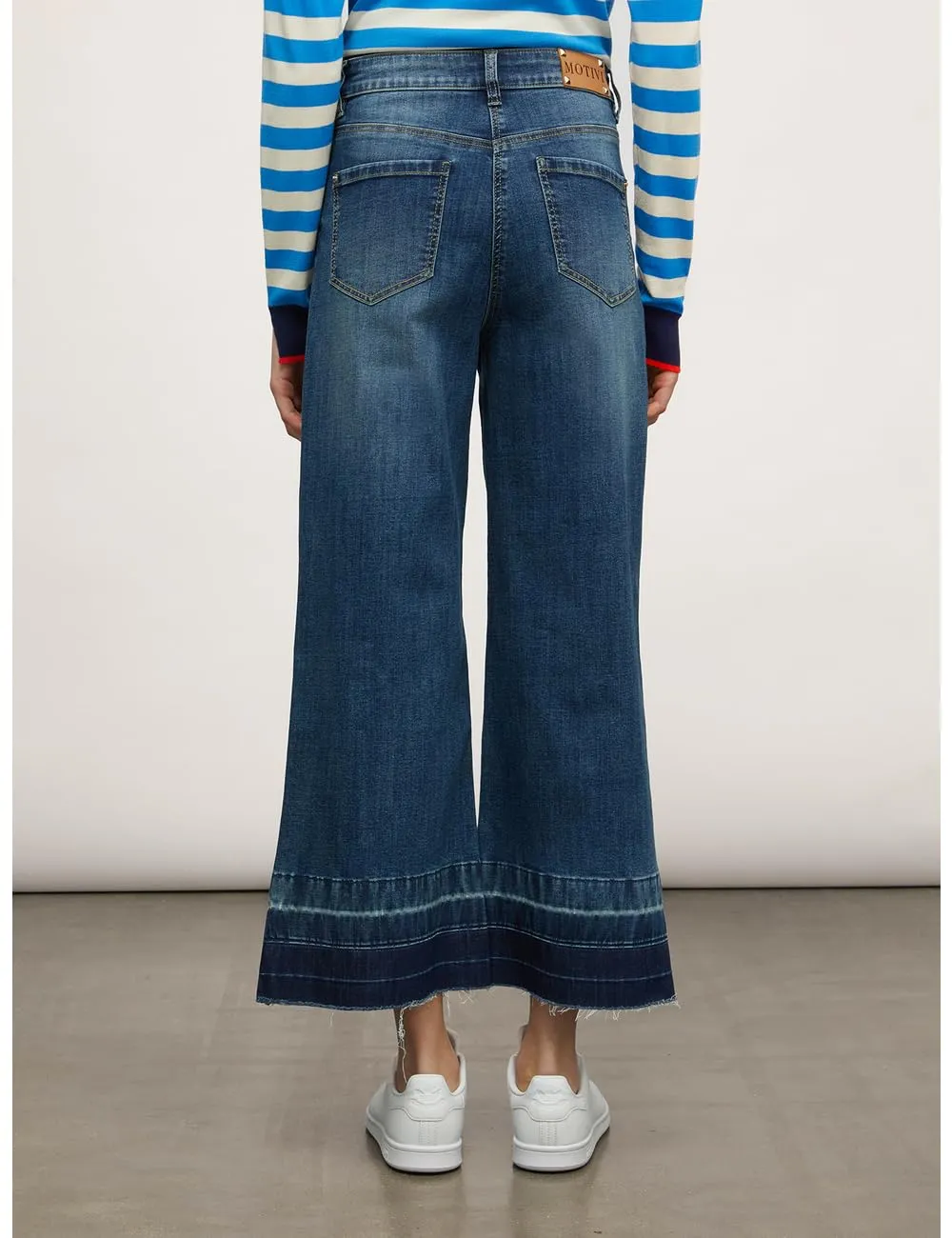 Motivi Weite Cropped Jeans mit Saum-Motiv Jeans mittelblau