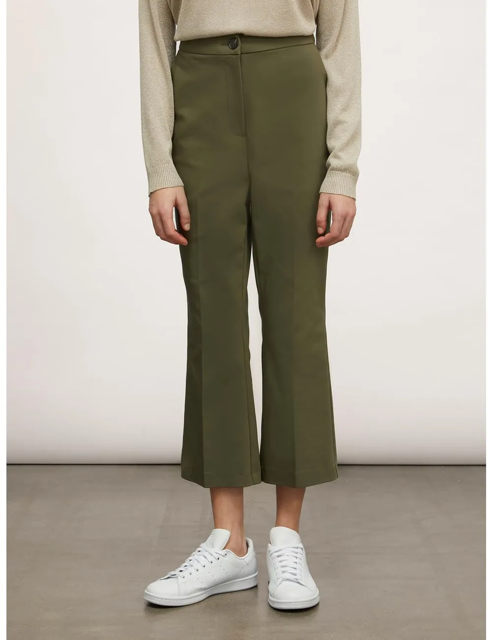 Motivi Kick-Flare-Hose Baumwolle Bügelfalte unifarben