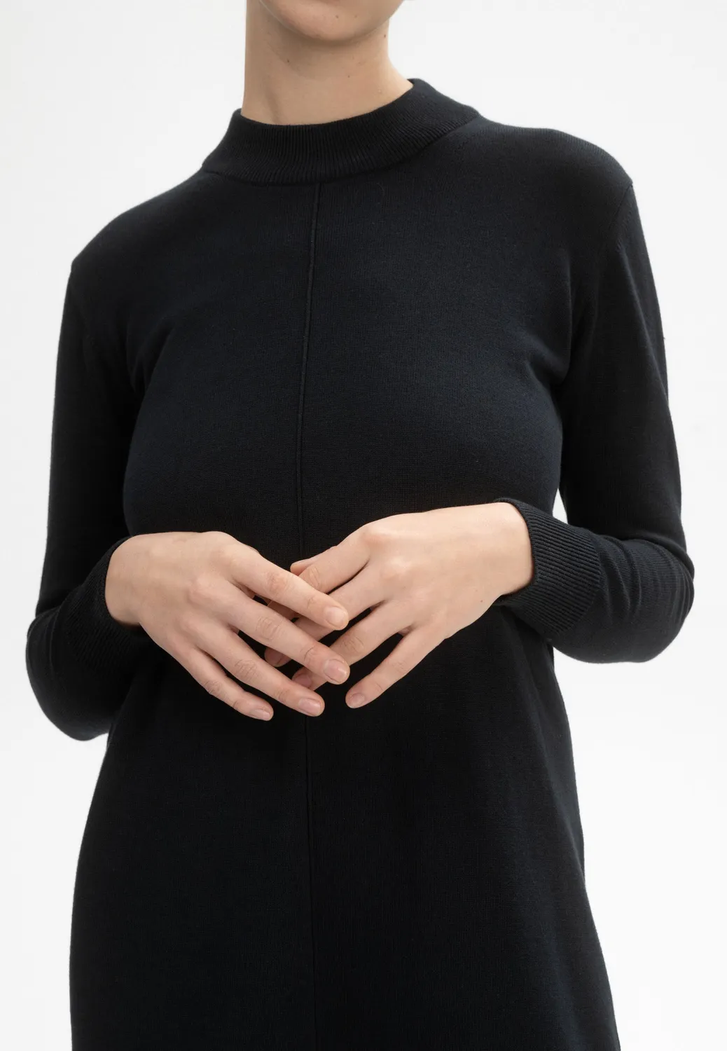 MELA HARLEEN Feinstrick Kleid navy Bio-Baumwolle