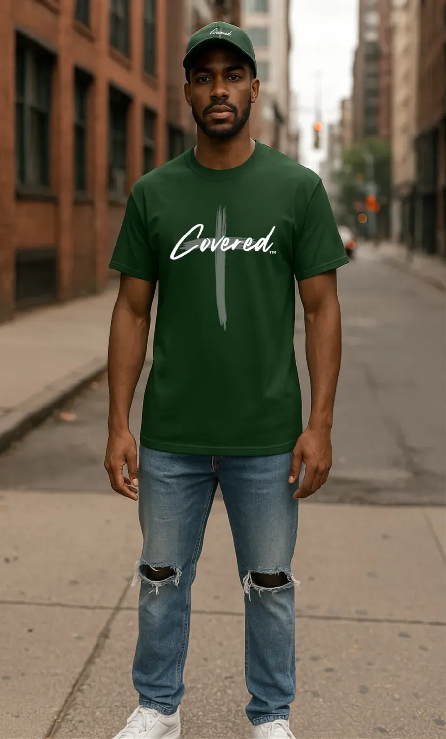 Covered Brand Logo T-Shirt Forest Green Baumwolle