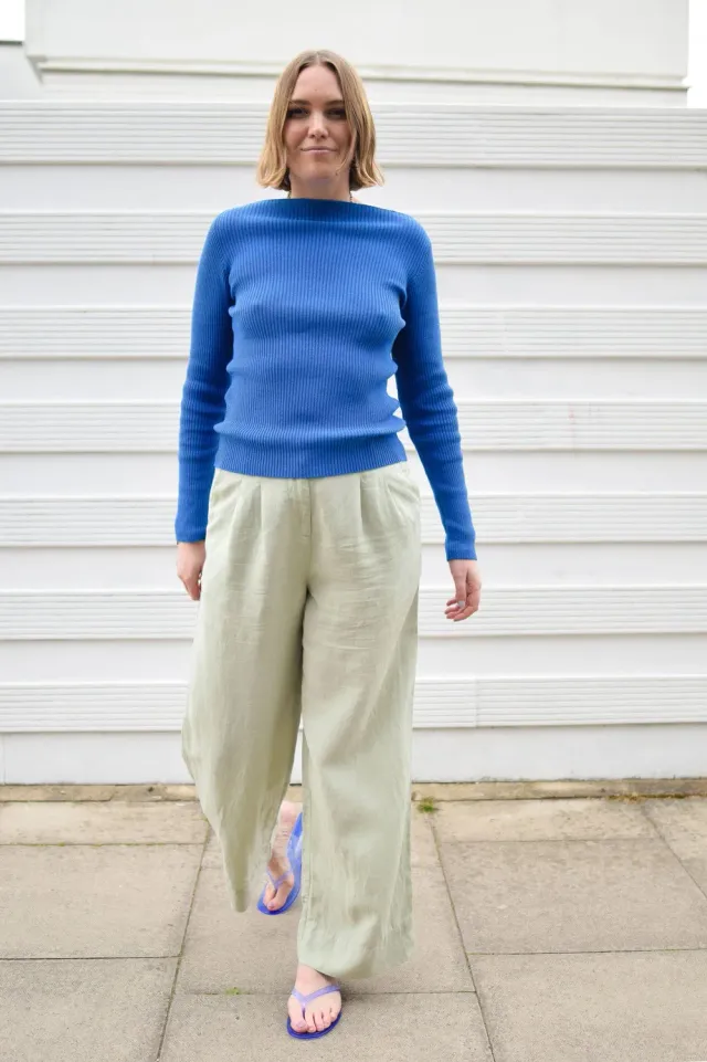 KOMODO LION Wide Leg Hose salbei Tencel-Leinen