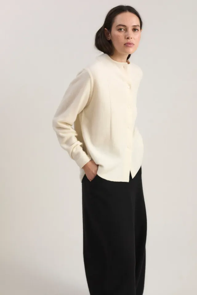 Oyuna Imura Shirt Bluse Ivory Halbstrick