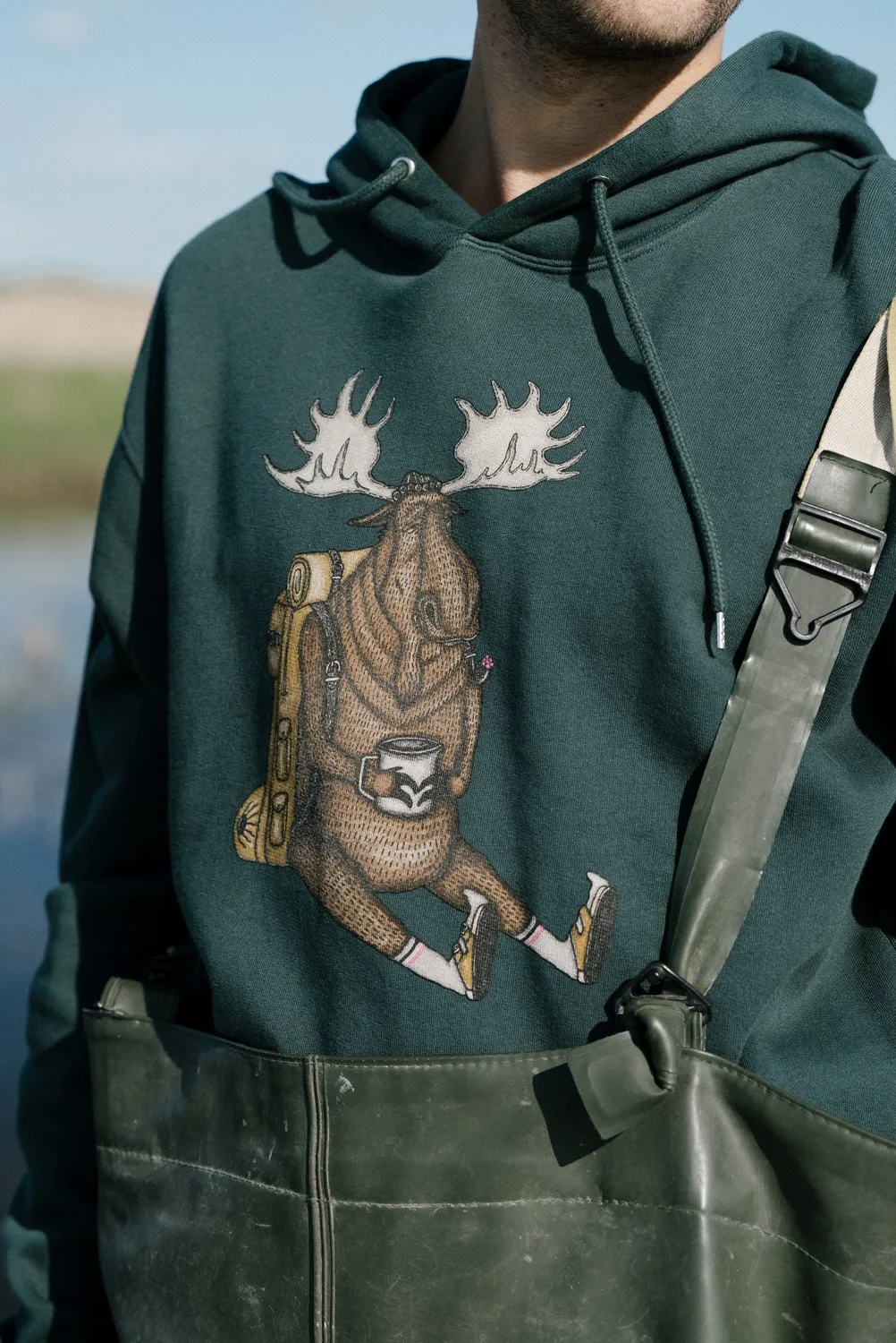 LAKOR Snooze Moose Hoodie Green Gables Baumwolle