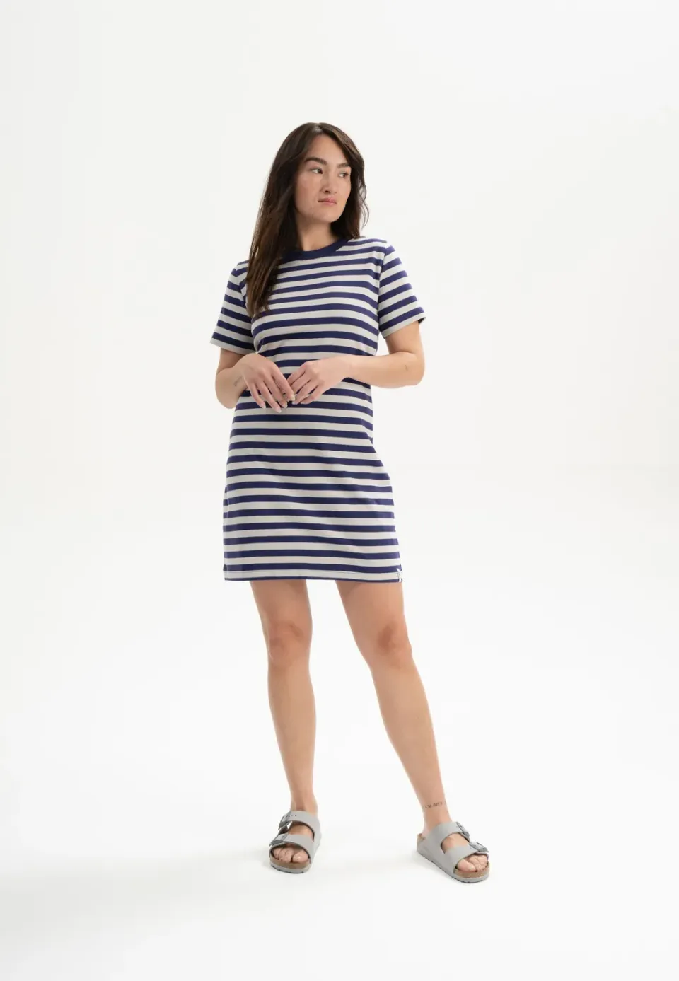 MELA SHRISHTI T-Shirt Kleid lila gestreift Bio