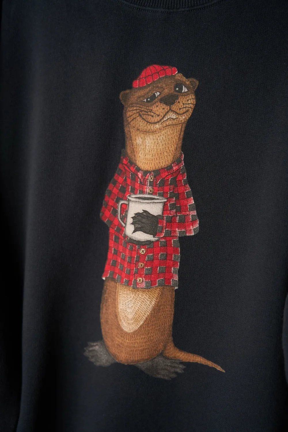 LAKOR An Otter Coffee Crewneck Sweatshirt Moonless Night Bio
