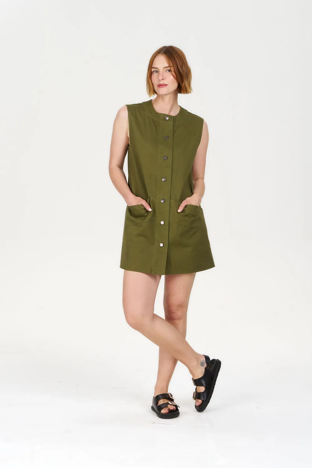 Komodo Rosie Kleid Bio-Baumwolle Khaki Damen