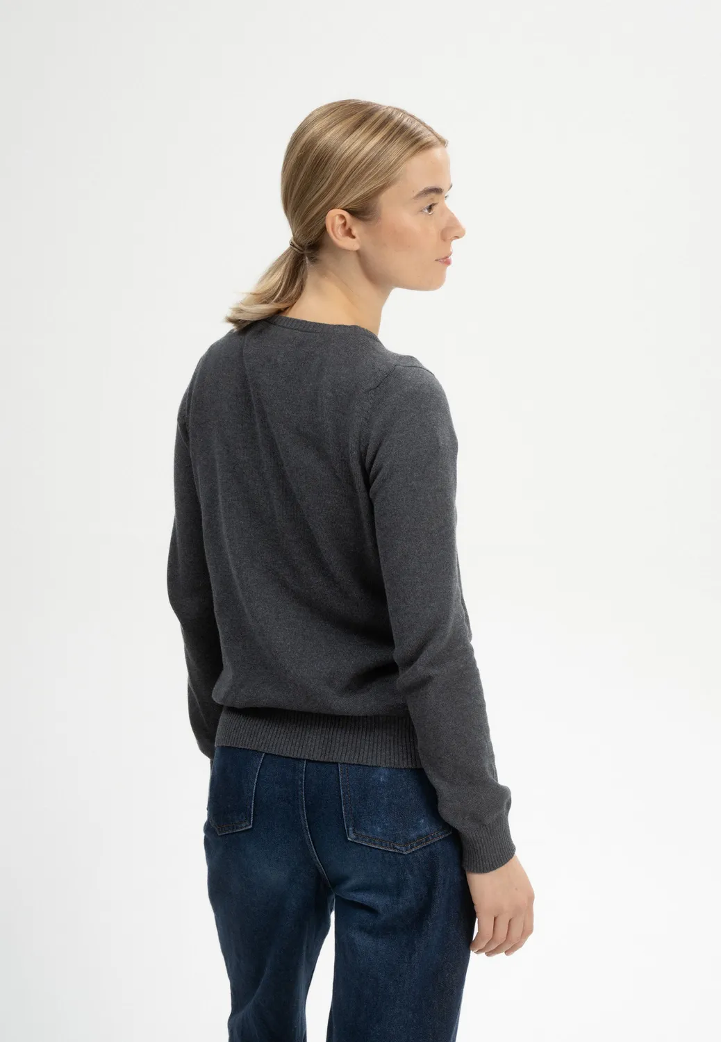 MELA NAMEEN Cardigan anthrazit melange aus Bio-Baumwolle
