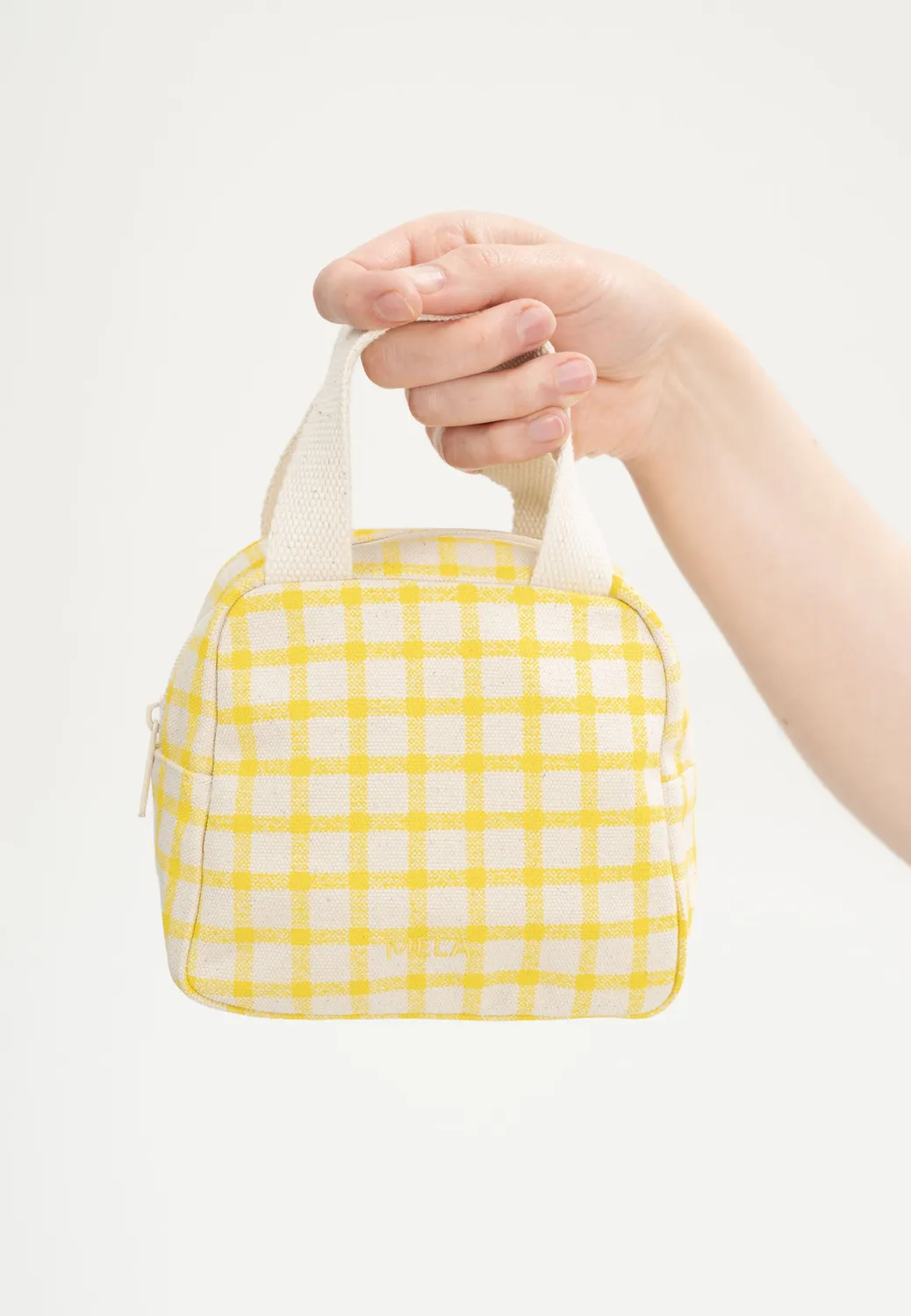 MELA SHAILA Organizer Tasche klein green grid Baumwolle
