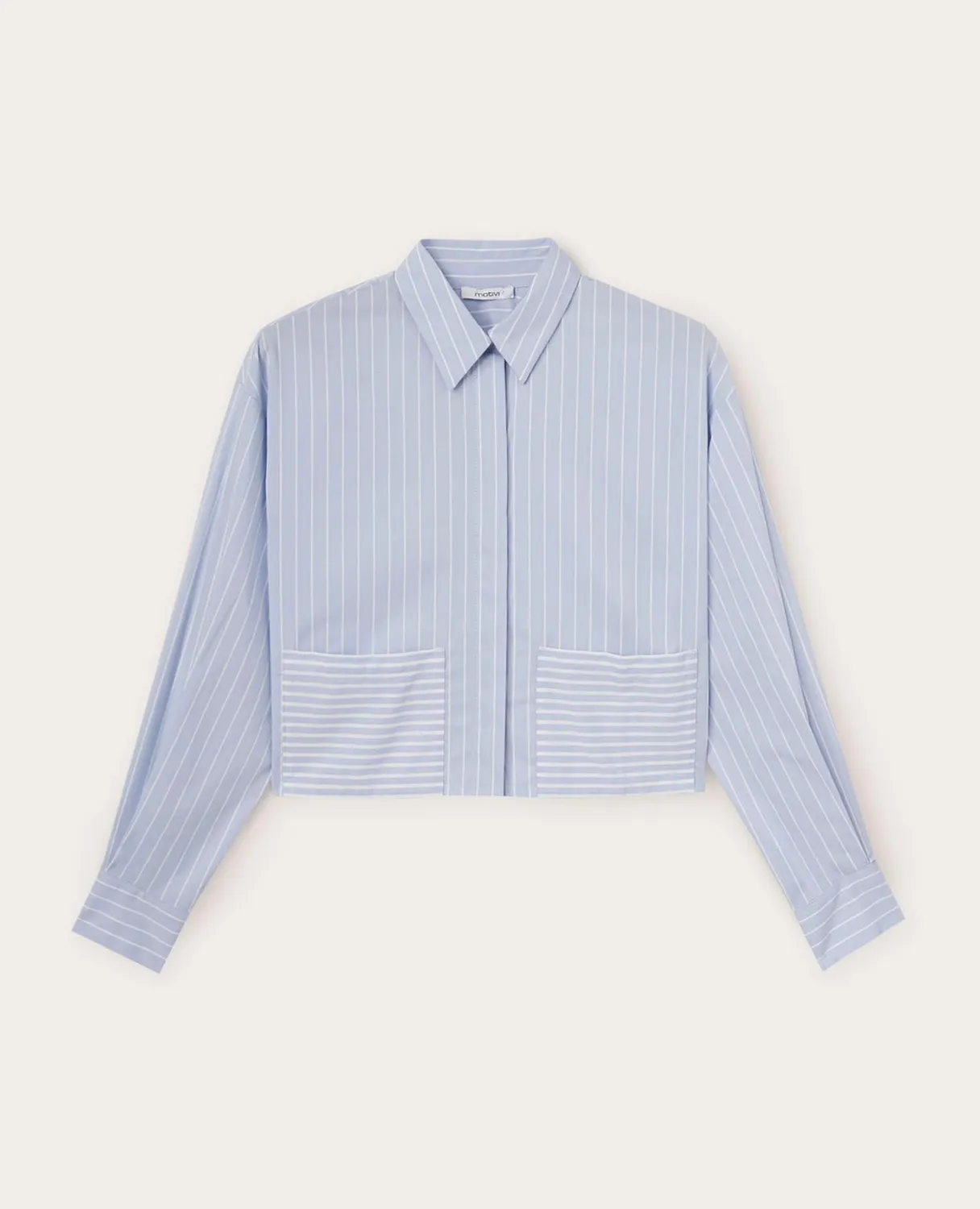 Motivi Kurze gestreifte Hemdbluse Bluse blau Popeline