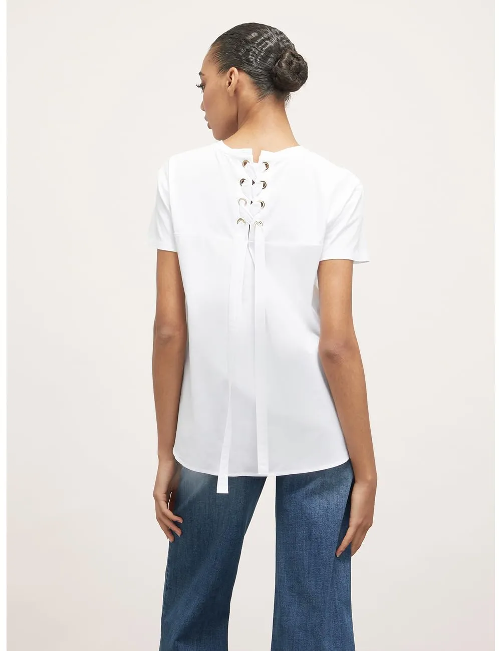 Motivi T-Shirt Materialmix Shirt Flechtung hinten