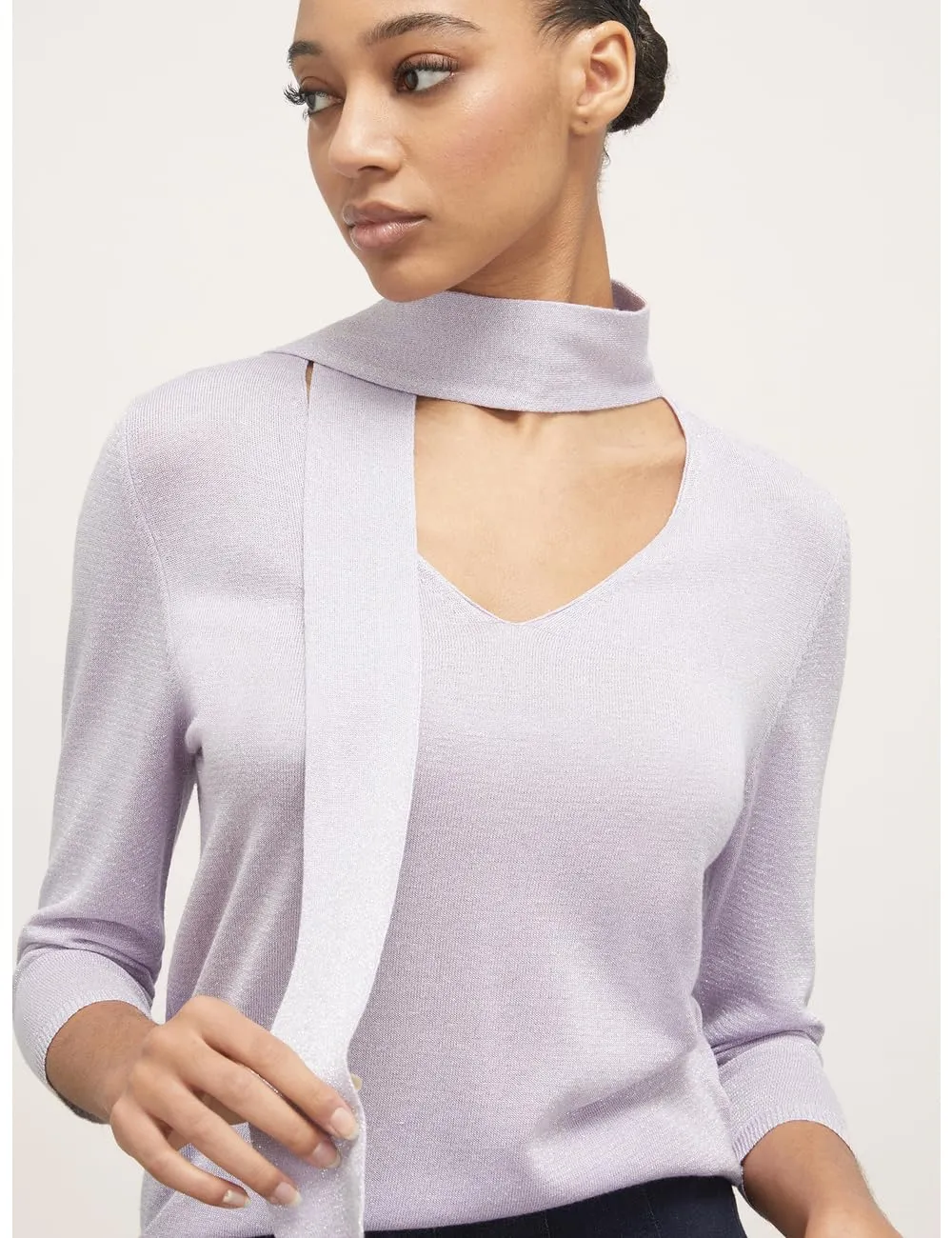 Motivi Lurex-Pullover mit Schärpengürtel Glanz