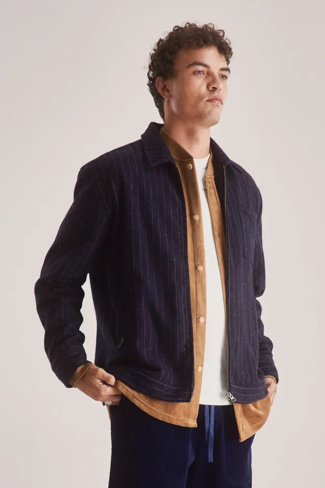 KOMODO GABE Jacke Herren Navy Recycling-Wolle