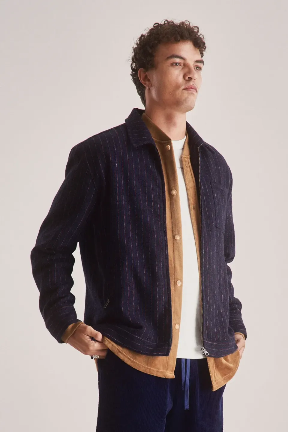 KOMODO GABE Jacke Herren Navy Recycling-Wolle