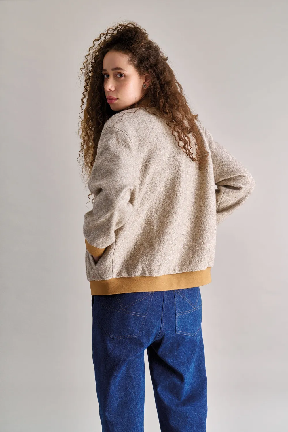 KOMODO MAGGIE Jacke Sand Wollmix Druckknöpfe