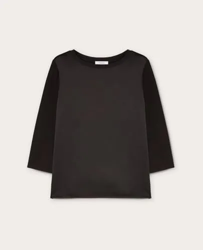 Motivi Basic-T-Shirt Zwei Materialien Shirt Satin