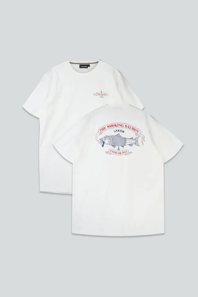 LAKOR The Smoking Salmon Back T-Shirt Star White Bio