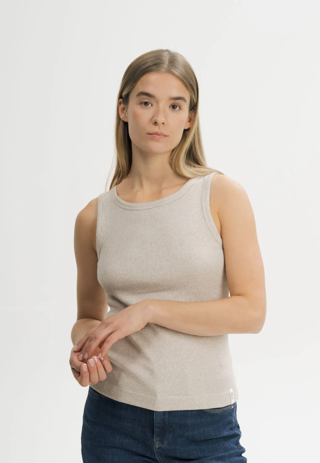 MELA DRISNA Ripp Tanktop schwarz aus Baumwolle