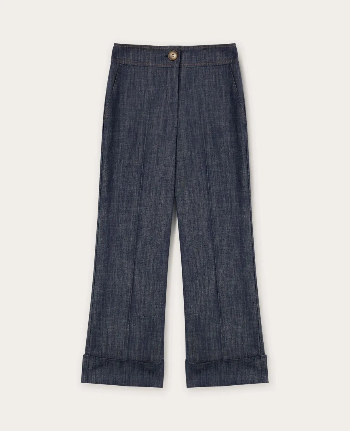 Motivi Cropped-Jeans geflammt Baumwolle Bügelfalte