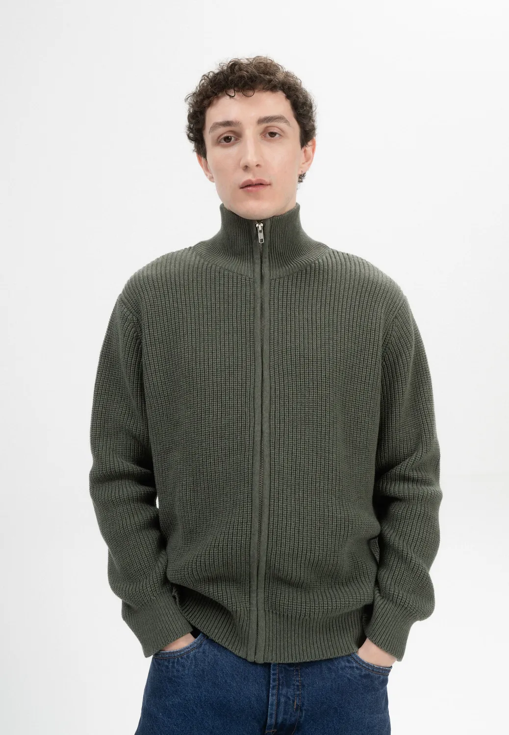 MELA TAKSH Rippstrick-Strickjacke mit Reissverschluss