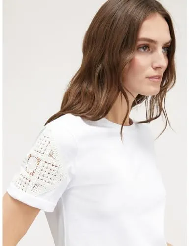 Motivi T-Shirt Damen mit Häkelspitze kurzarm