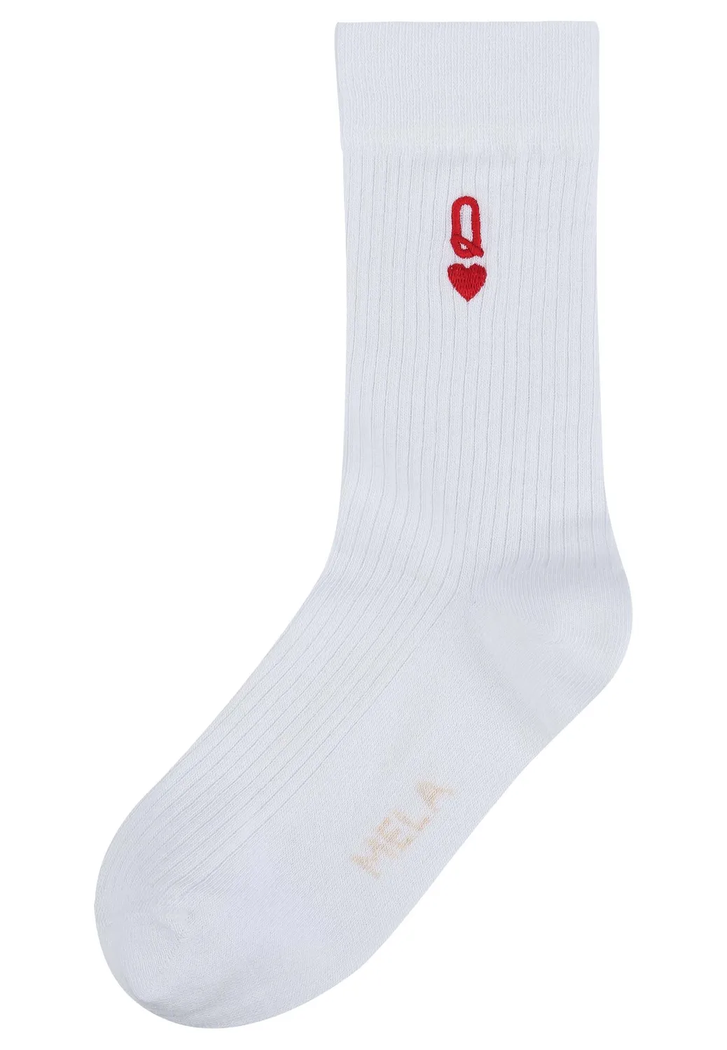 MELA Stickerei Socken weiß Queen 1 Paar 39-42