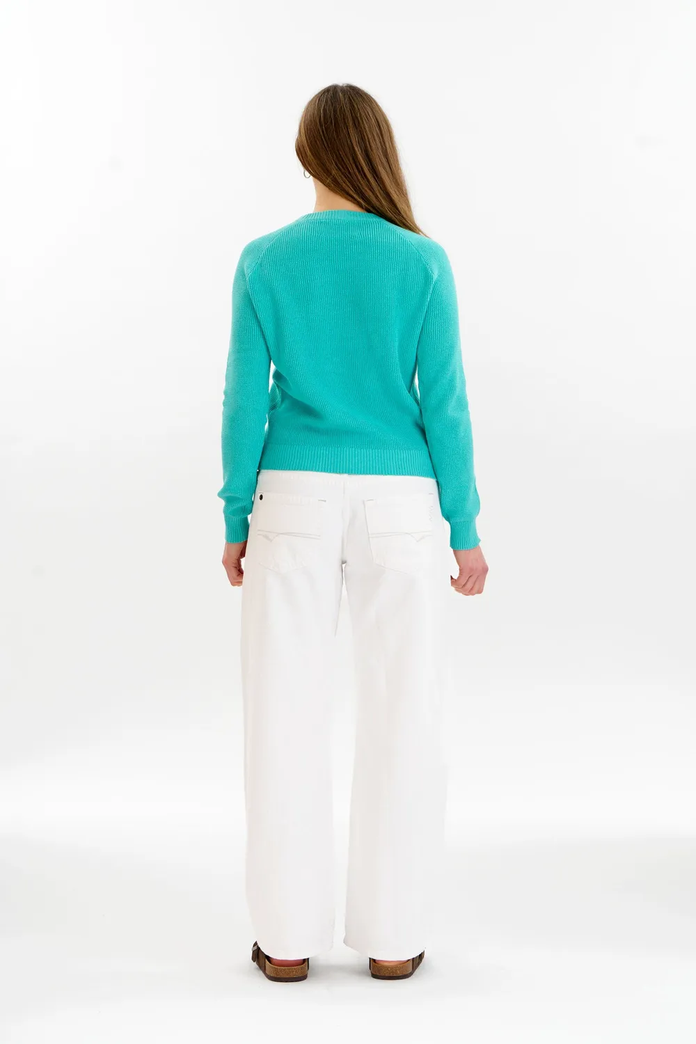 Komodo Fog Pullover Cyan Bio-Baumwolle Waffelstrick