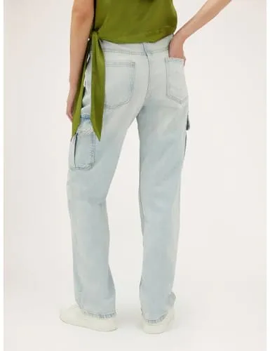 Motivi Cargo-Jeans hellblau Denim-Jeans
