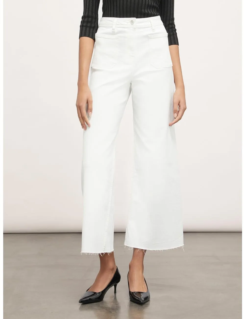 Motivi Cropped-Hose Fransensaum Baumwolle High Waist