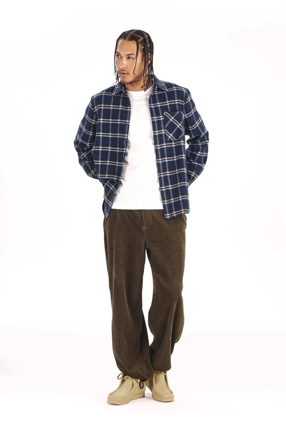 KOMODO SANTI Hemd Navy Check Bio-Flanell relaxed