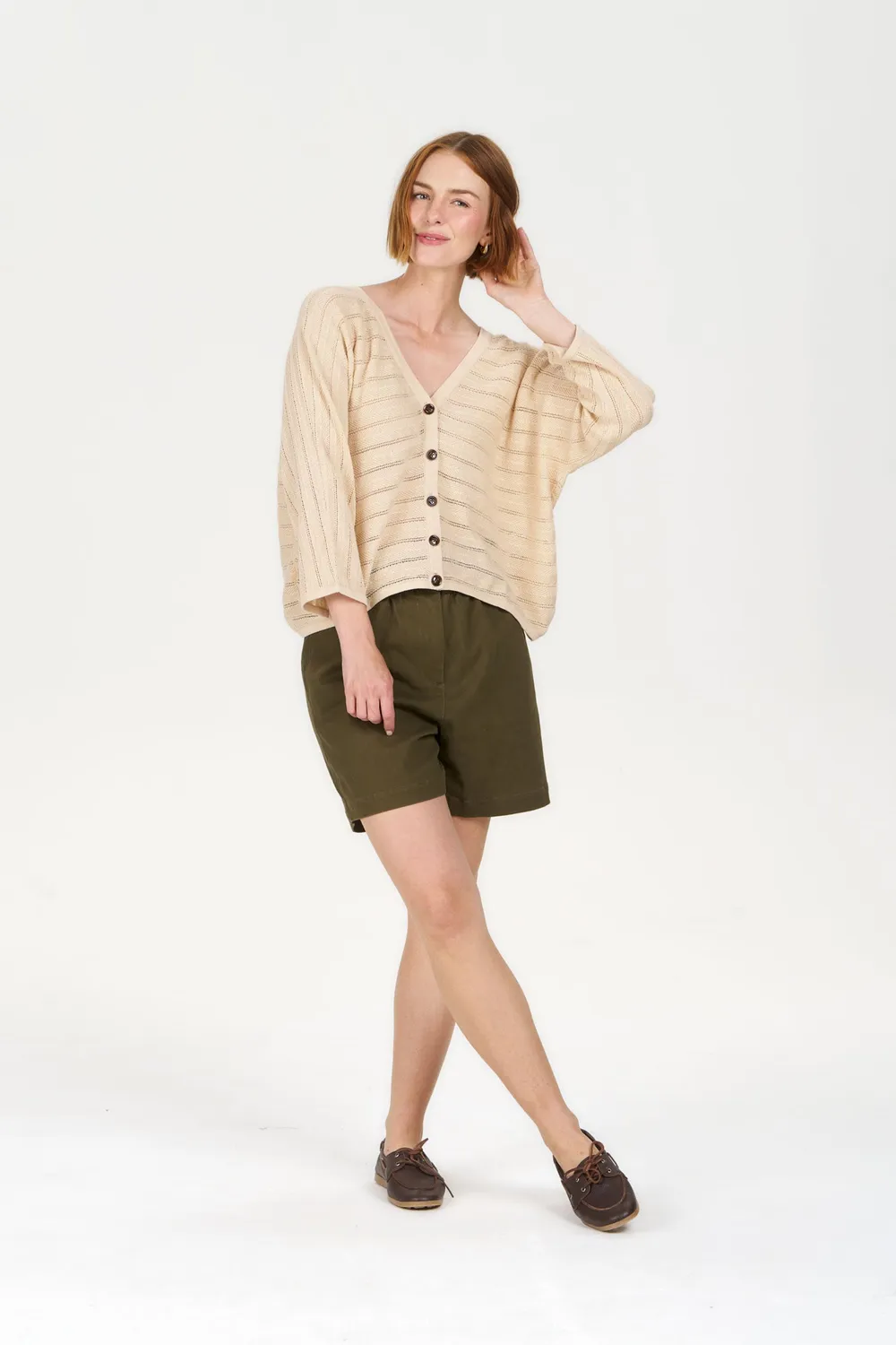 KOMODO MALI Strickjacke Sand Ramie-Baumwolle Damen