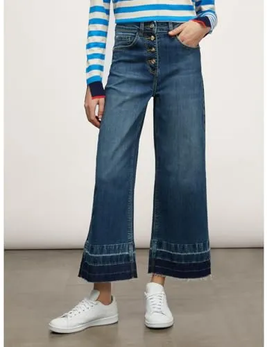 Motivi Weite Cropped Jeans mit Saum-Motiv Jeans mittelblau