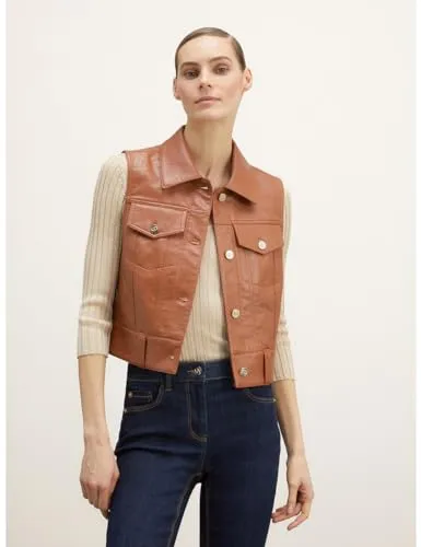 Motivi Denim-Gilet beschichtet Weste Metallknöpfe
