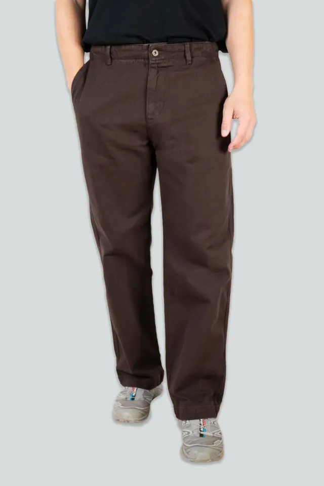 LAKOR Relaxed Twill Pants Coffee Bean Bio-Baumwolle