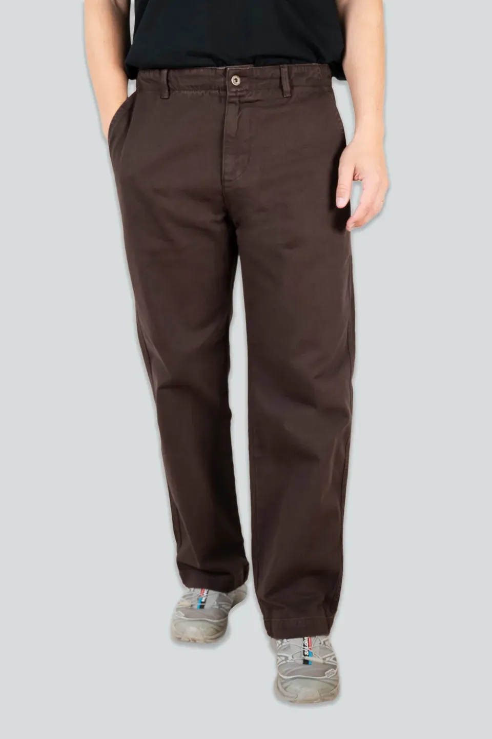 LAKOR Relaxed Twill Pants Coffee Bean Bio-Baumwolle