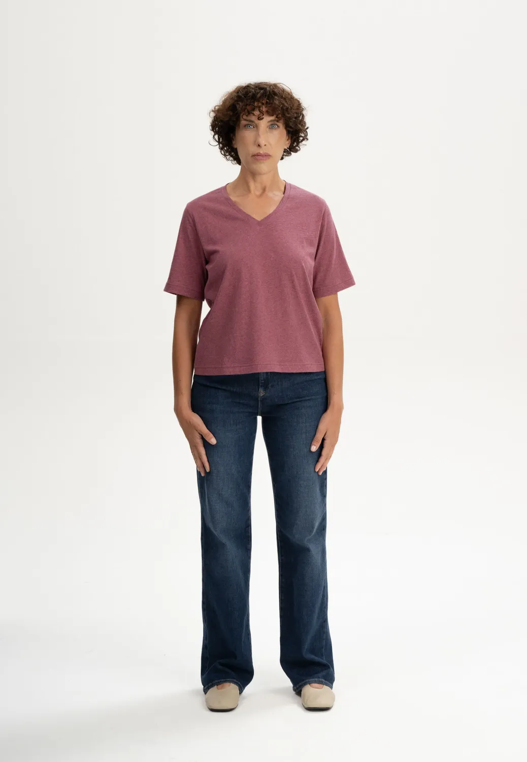 MELA ANKITA V-Neck T-Shirt weiß Bio-Jersey