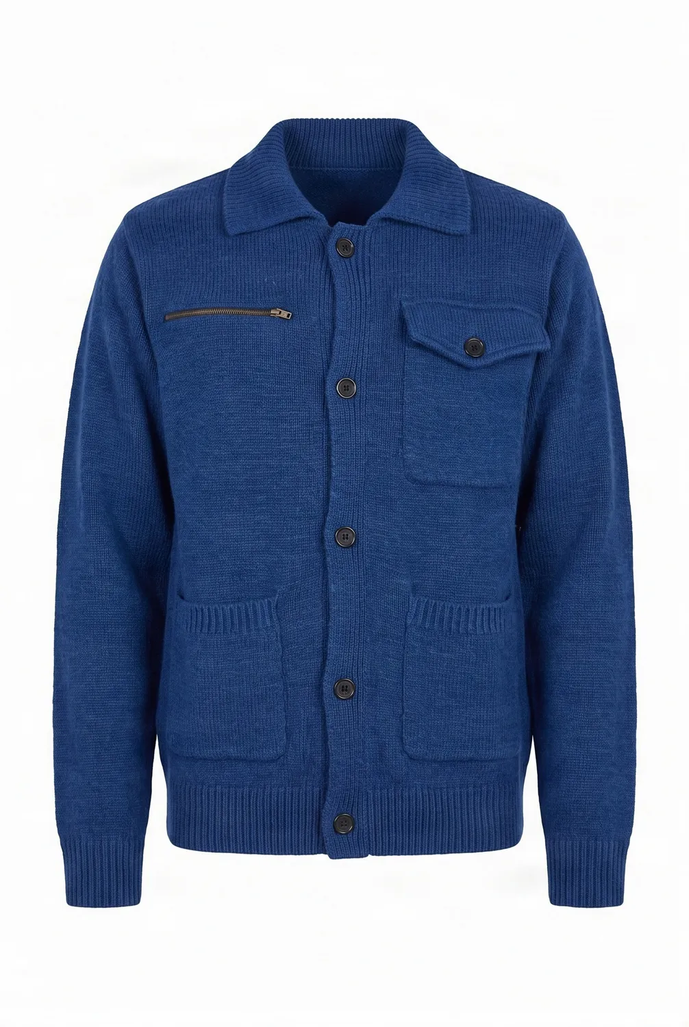 Komodo Wolfie Strickjacke Herren Navy Lammwolle