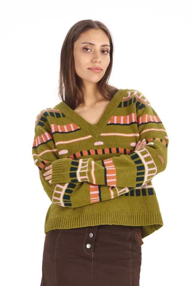 Komodo Poppy Pullover Grün Merino Rollkragen Damen