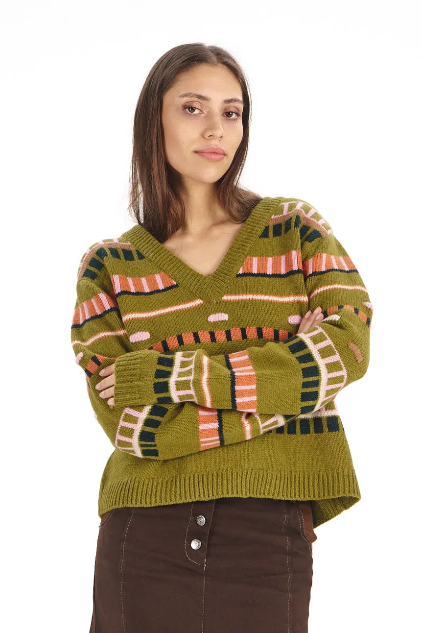 Komodo Poppy Pullover Grün Merino Rollkragen Damen