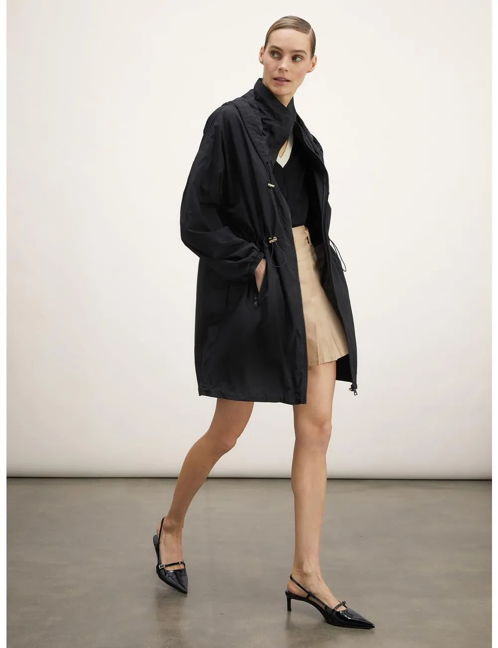 Motivi Parka aus Nylon mit Kapuze einfarbig