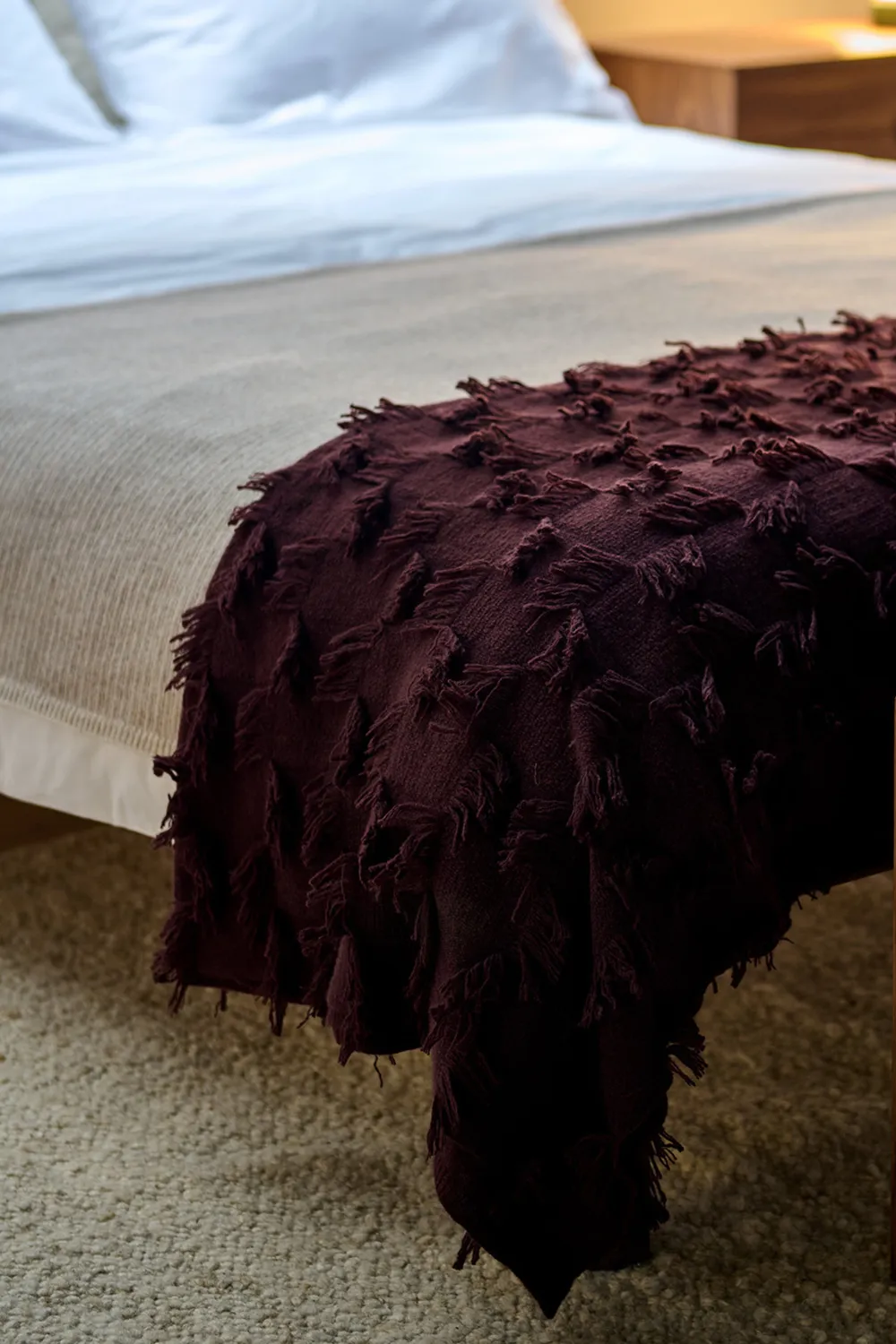 Oyuna Seren Throw Carob Cashmere mit Fransen