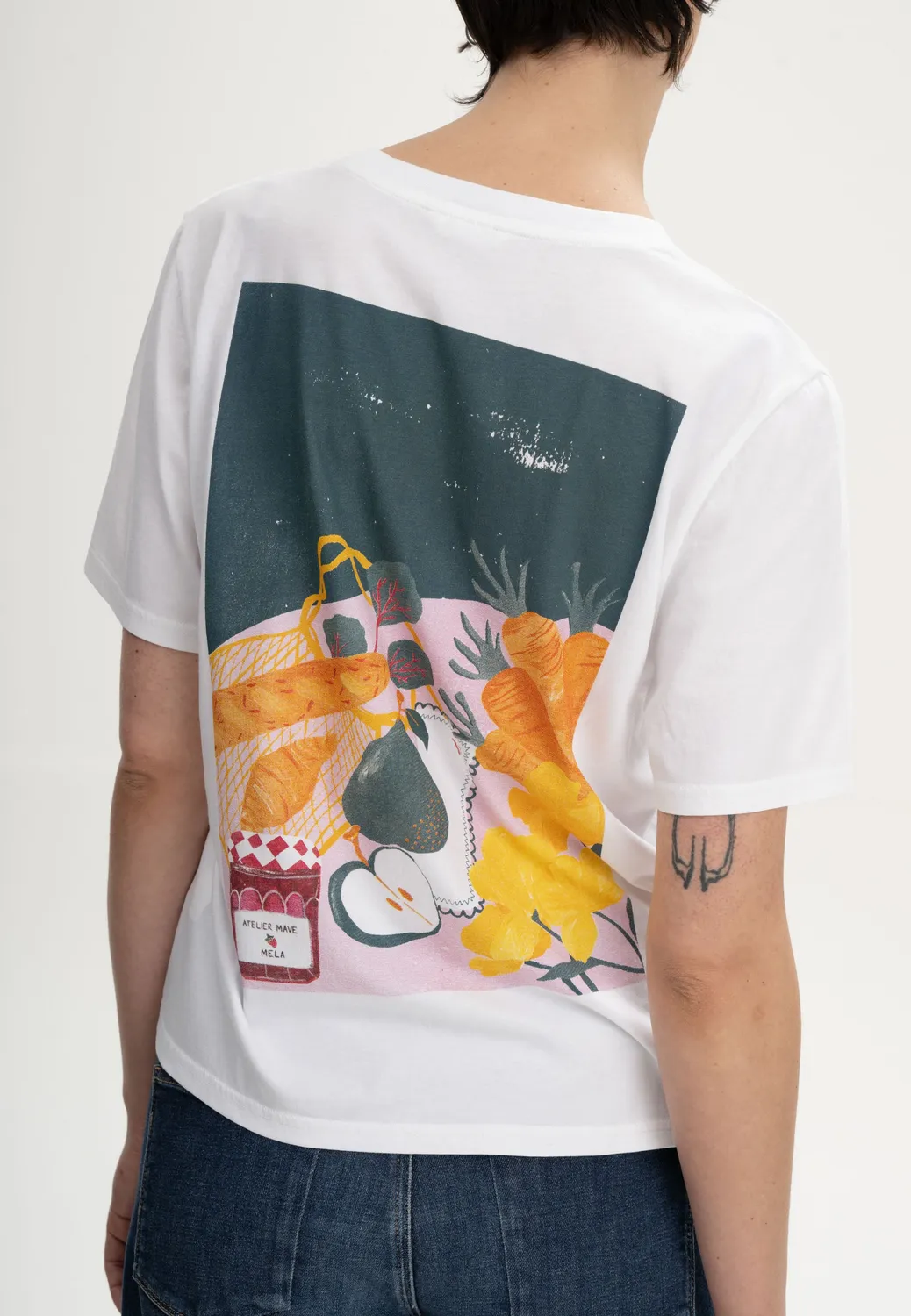 MELA Tanika Artist T-Shirt weiß secret lake aus Jersey