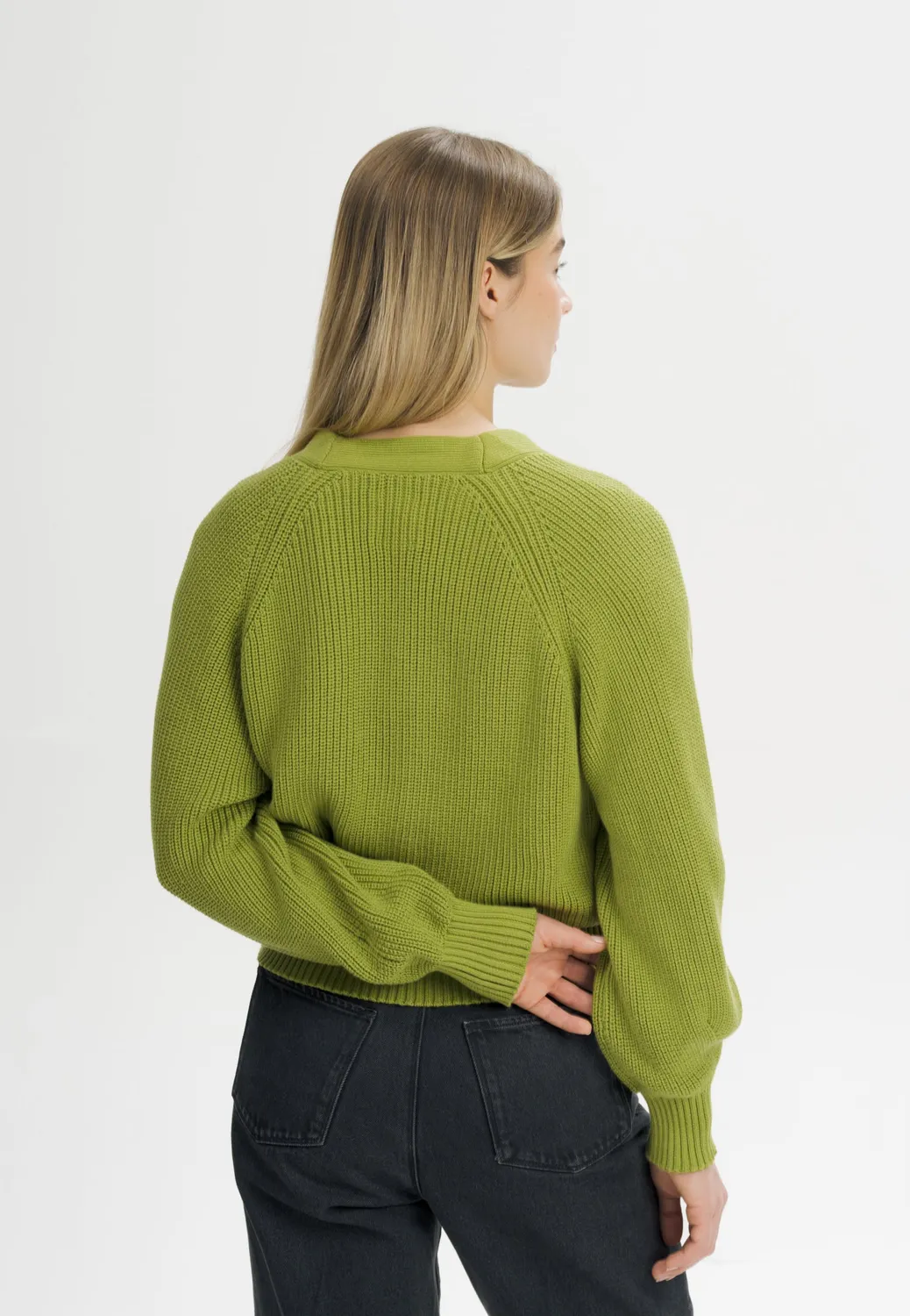 MELA BHUMA Cardigan cloudy blue Gr. M aus Bio-Baumwolle