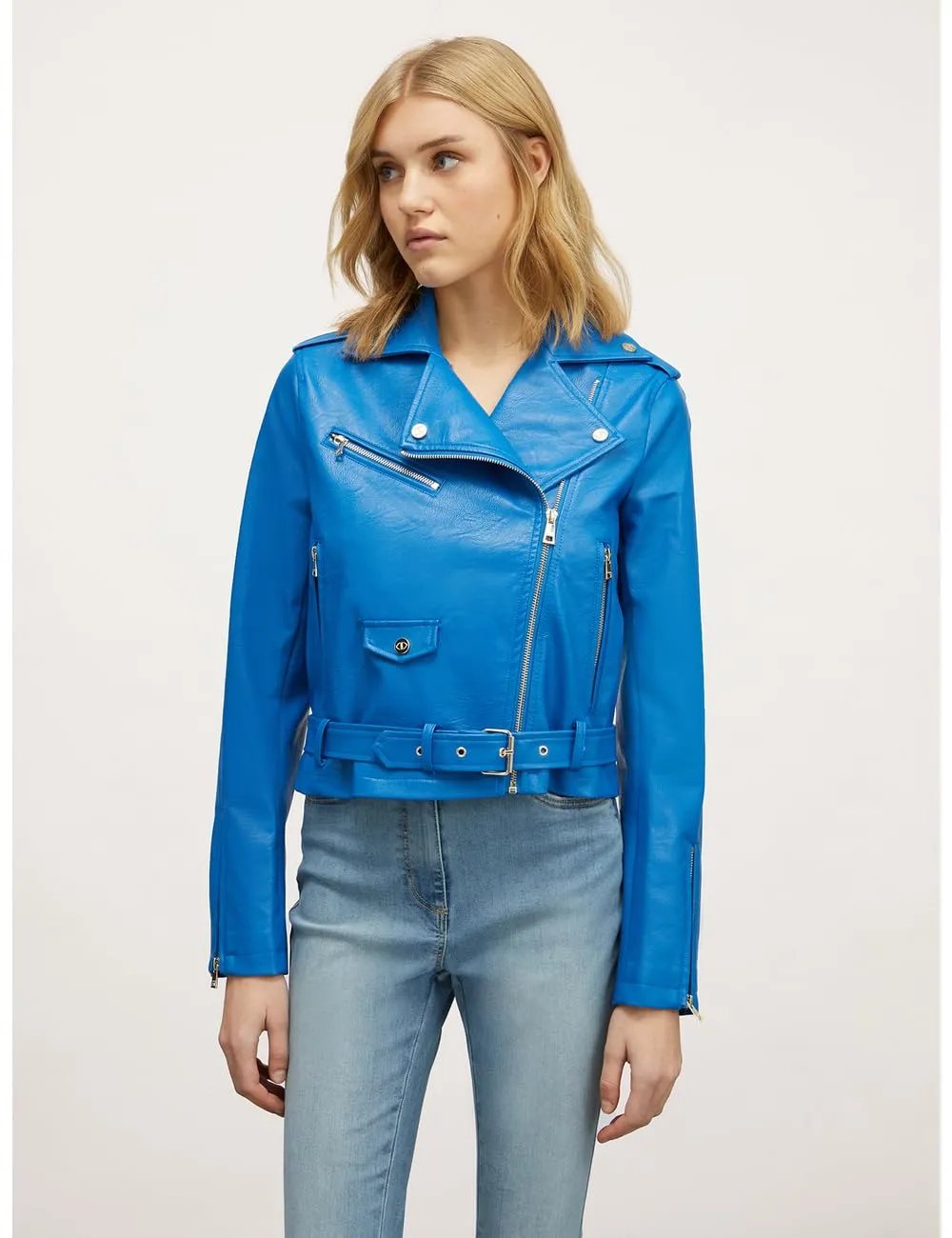 Motivi Bikerjacke Leder-Optik Jacke mit Gürtel