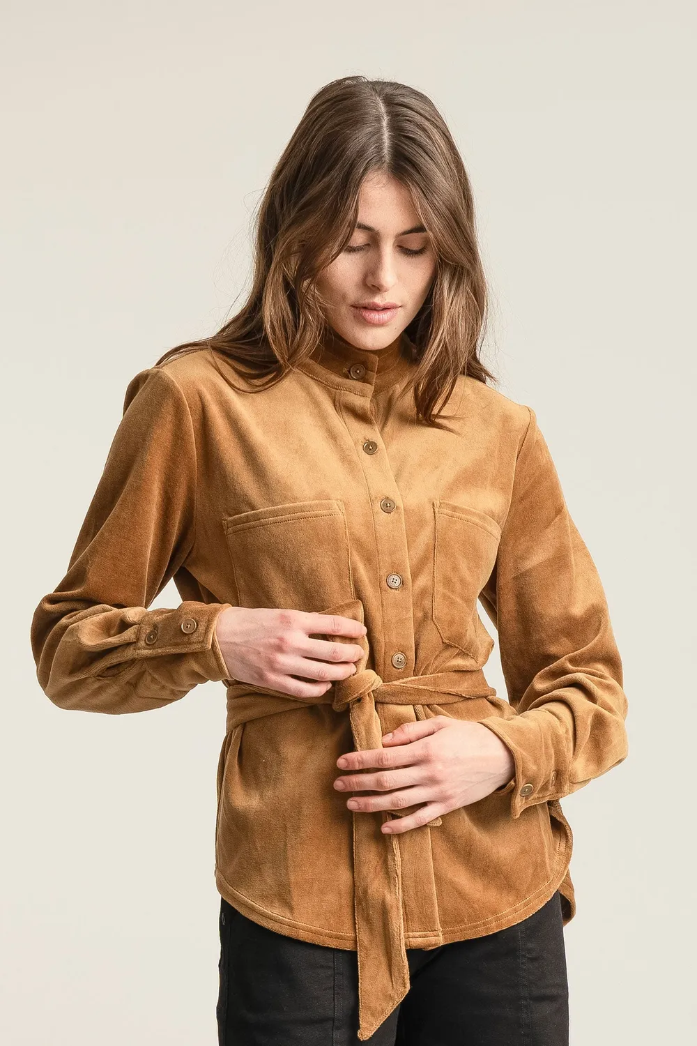 Komodo Ford Velvet Top oliv Samt-Top