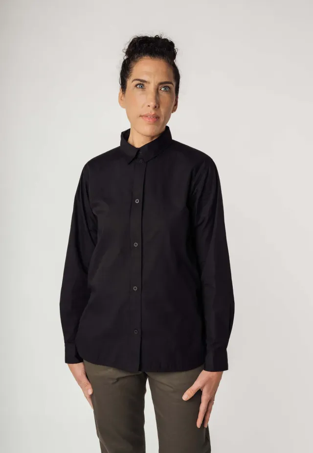 MELA NAINA Bluse schwarz XL aus Bio-Baumwolle